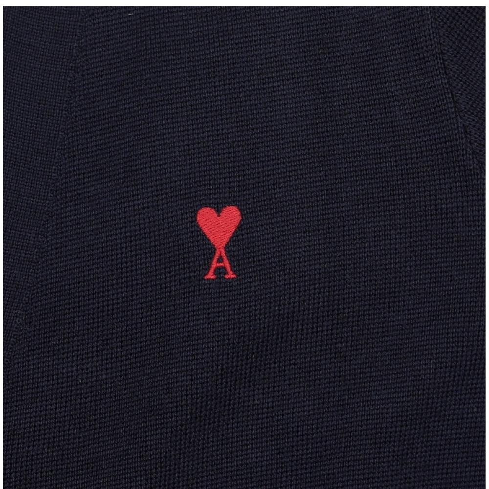 Ami Small Heart Logo V Neck Men S Cardigan Hkc361 001 414