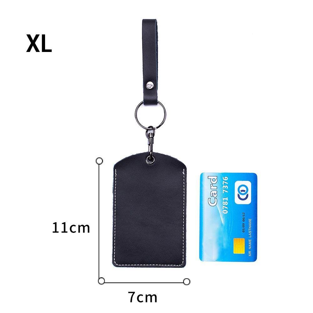 Bag Hook Card Holder Access Tags Cow Leather Keychain Key Tag Ring ID Card Case Leather Key Holder