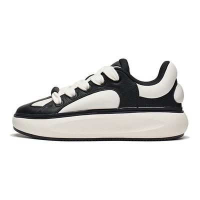Li Ning Cloud Travel C4D Semelle Épaisse Résistant à l'Usure Amortissant Tendance Baskets Basses Décontractées Femmes Chaussures Décontractées Noir Blanc AZGT090-2