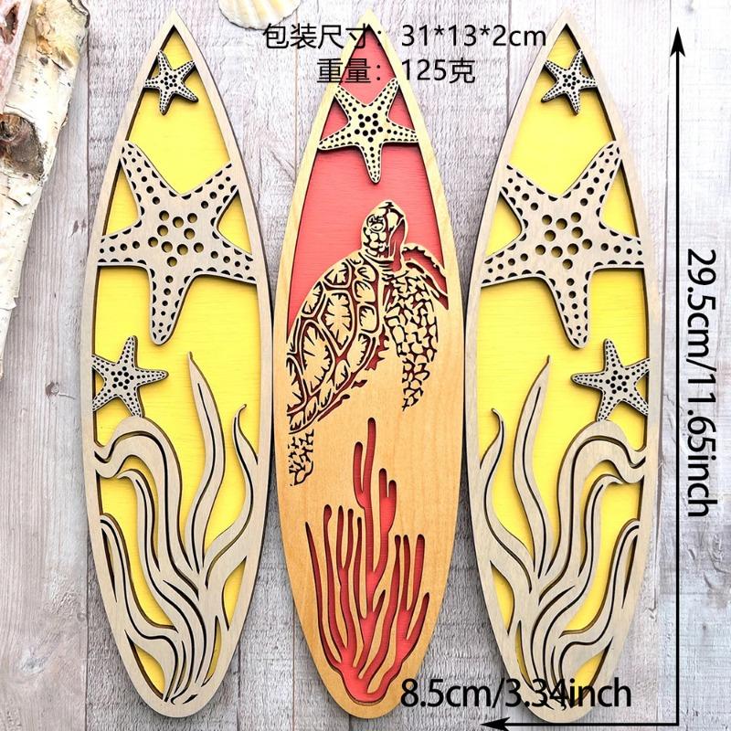 3 Pcs Surfboard Wall Decor Surfboard Hanging Sign Available for Party Tropical Beach Room Decor Wooden Decoration for Hawaiian