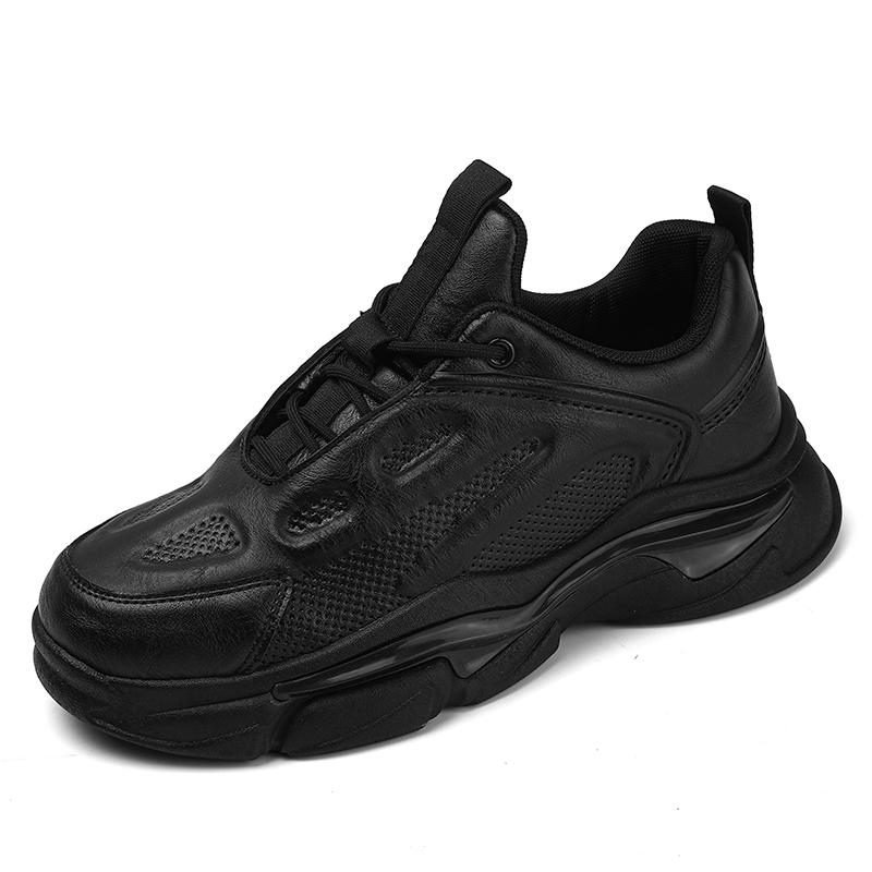 

Мода 2024 года, мужская обувь в стиле японского карадзюку в корейском стиле, модная уличная одежда, повседневные черные кожаные туфли на толстой платформе, мужские кроссовки на шнуровке 44 чёрный