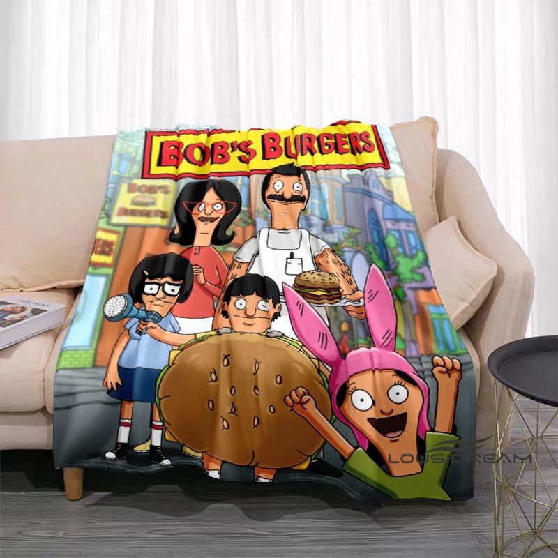 

Happy Burger Shop cartoon print blanket A warm and comfortable flannel blanket suitable for bedrooms sofas beds chairs picn 75x100cm
