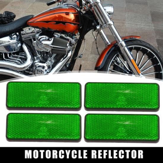 4pcs 87mm Green Universal Rectangular Reflective Warning Reflector Motorcycle
