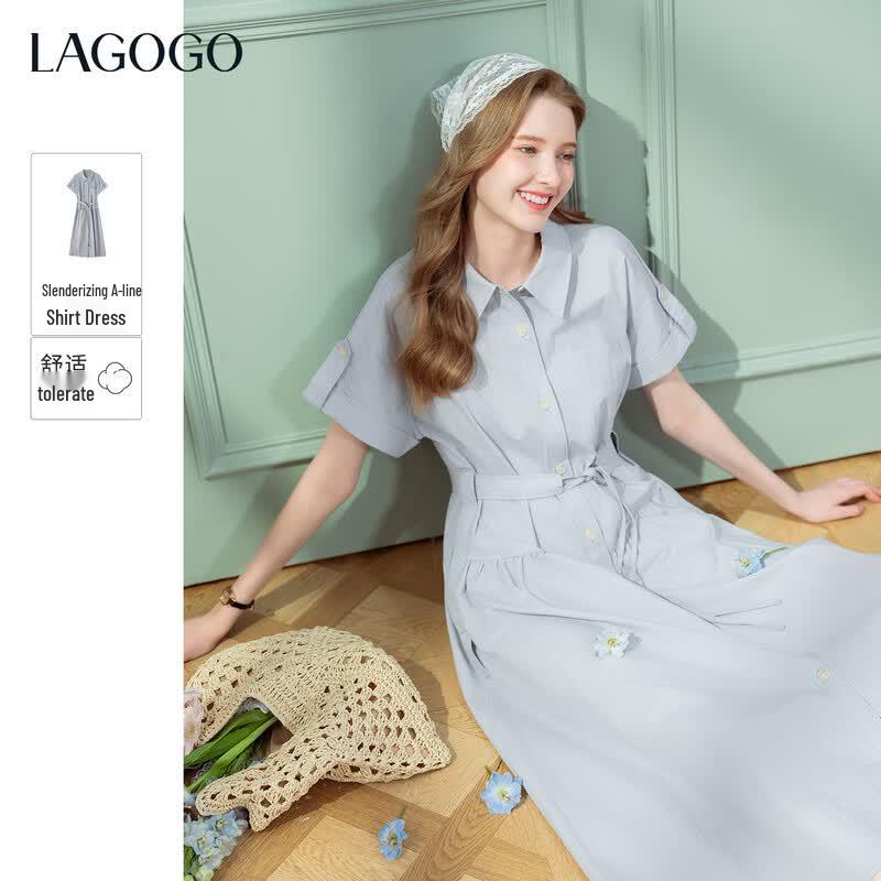LAGOGO Women s Batwing Sleeve Shirt Dress S