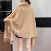 Sexy Gesellschaftsdame Schal dicker Strickpullover Damen Schal warme Jacke Oberbekleidung Strickjacke einfarbig Damen Cape