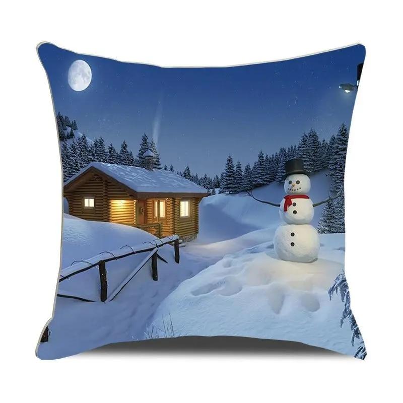 Christmas Pillowcase Santa Claus Snowman Pillowcase Sofa Car Cushion Cover Home Decoration New Year Christmas Gift