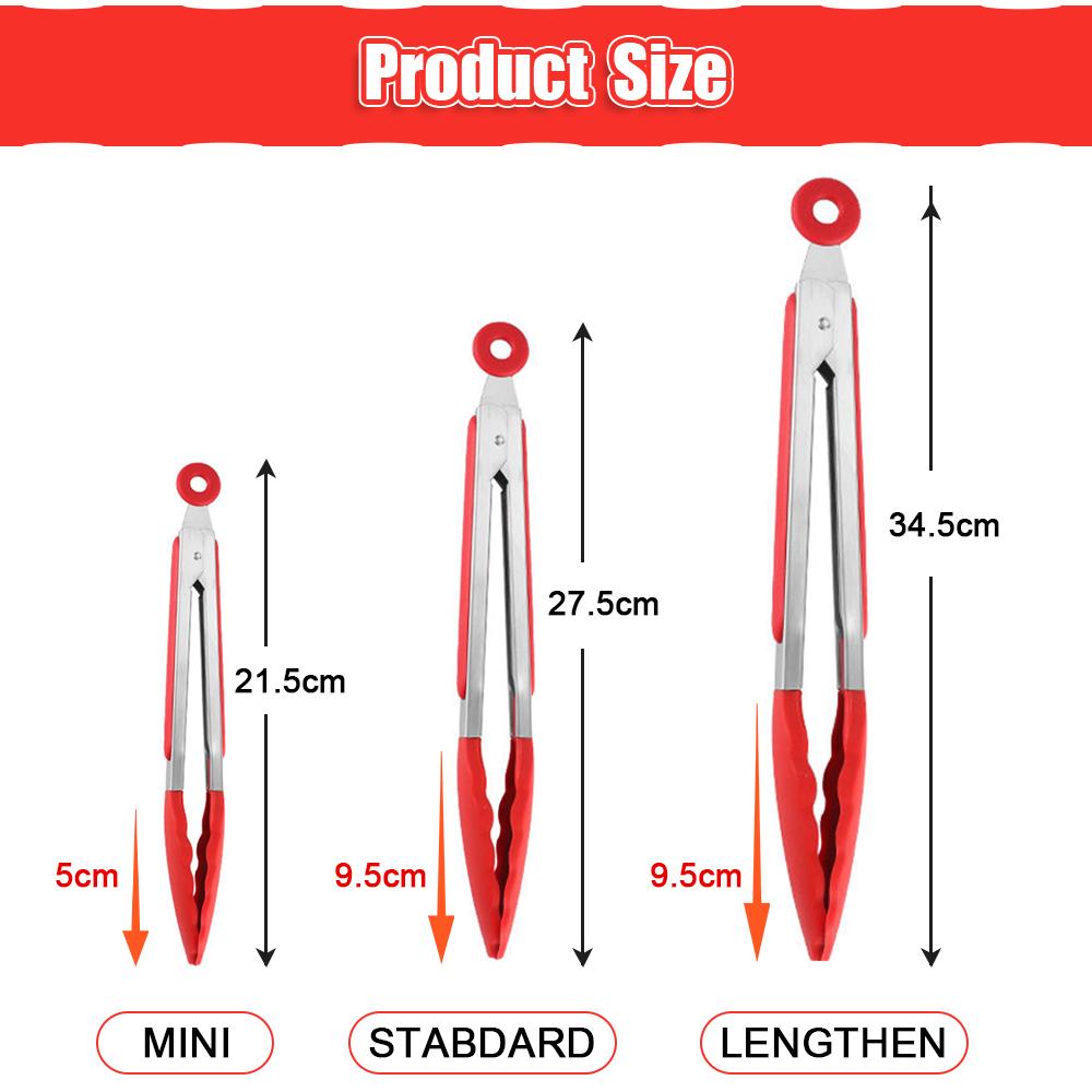 Clestă din silicon pentru grătar pentru grătar Bucătărie gătit salată pâine Clestă antiaderență pentru grătar Clemă din oțel inoxidabil Instrumente Gadgets