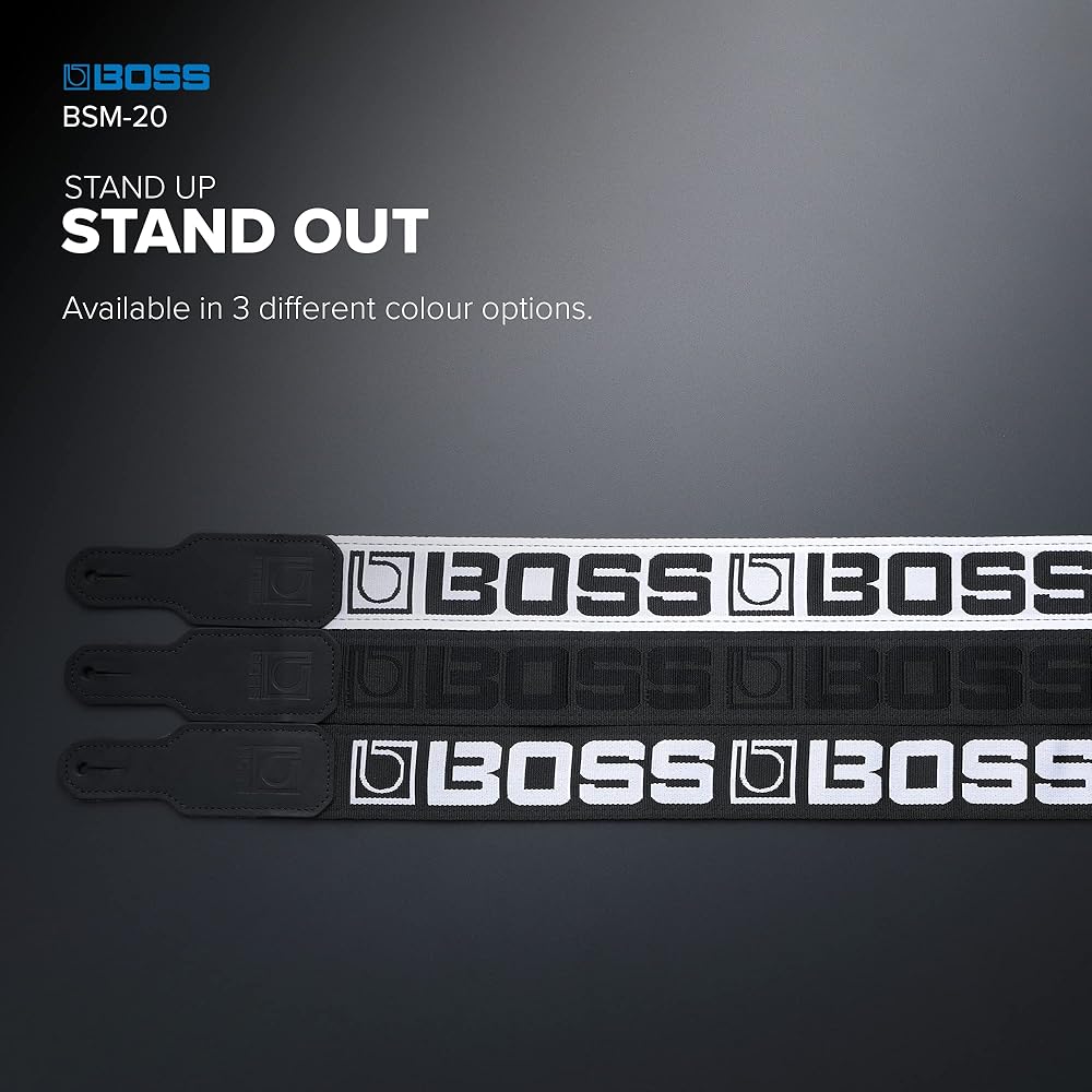 [BOSS] Boss BSM-20-WB Guitar Strap 5cm Wide Monogram White for Guitar/Bass