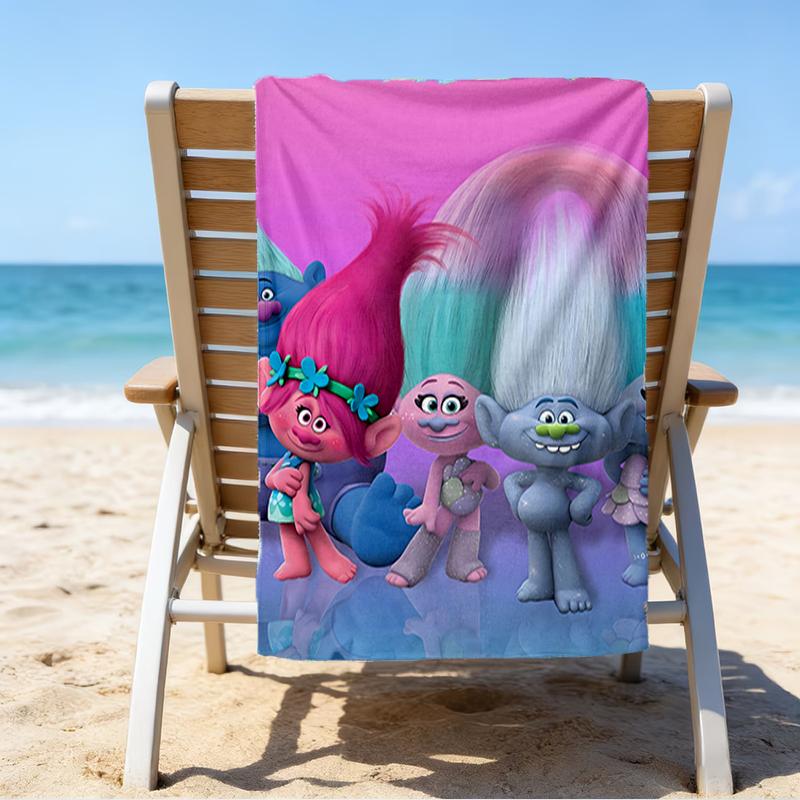 Ultra-Soft Beach Towel with Trolls Theme,Ideal for Pool - Camping, Diving - Perfect Travel Essential, Vibrant Beach Towel.
