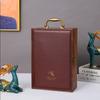 Single/Double Leather Box Wine Bottle Box Luxury Handle Wooden  Organizer Gift Wood Wine Holder for 2 Red Wine Packaging