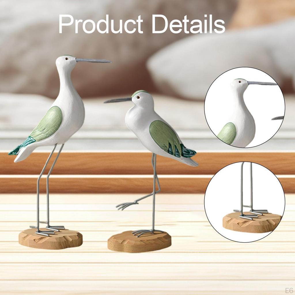 2 Stück Meerestierfigur Rustikale Vogelskulptur Kreative Lebensechte Holzmöwenfiguren