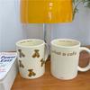 Korean Modern Ins Mugs Coffee Cups Solid Color Cartoon Teddy Bear Ceramic Bread Milk Cup Coffee Table Desktop Drinking Utensils