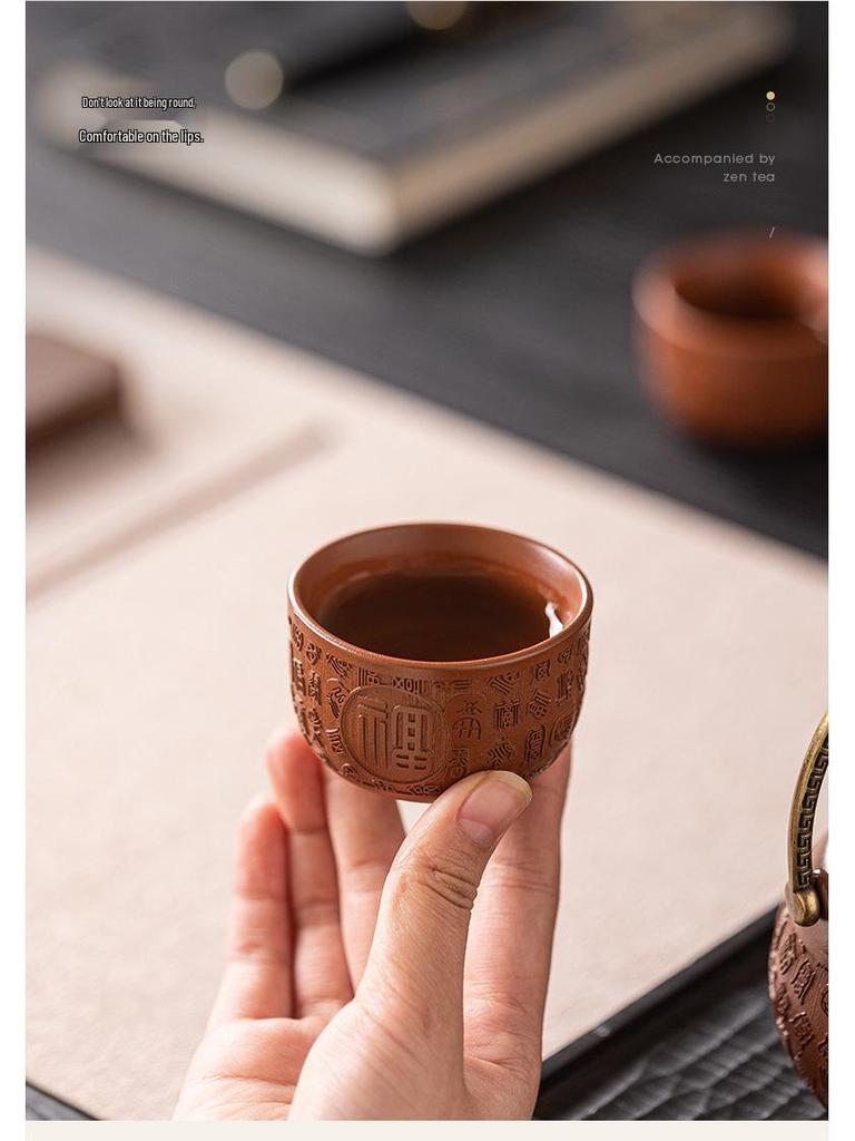 Original Purple Clay Anti-Scald Kung Fu Teapot with Ceramic Handle - Chinese Style Gift Box