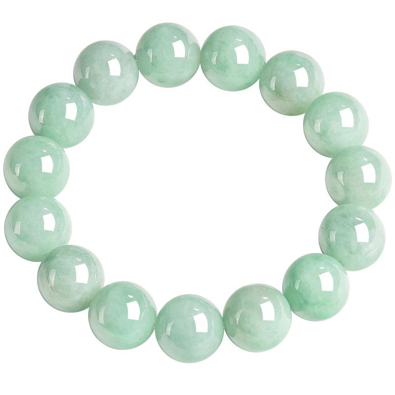 13mm Round A-Grade Jadeite Beads Bracelet - Unisex Style Jade Hand Jewelry 13mm Beads (15-17cm Wrist)