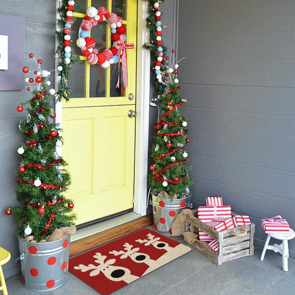 Christmas Reindeer Red Carpet Welcome Doormat Family Farmhouse Fun Kitchen Outdoor Indoor Entrance Decorated Floor Mat