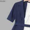ZANZEA Women Patchwork Short Sleeve Blouse and Long Pants Casual Two Piece Suit Sets