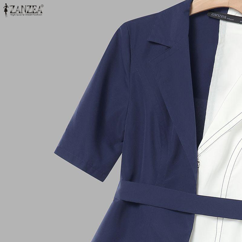 ZANZEA Women Patchwork Short Sleeve Blouse and Long Pants Casual Two Piece Suit Sets