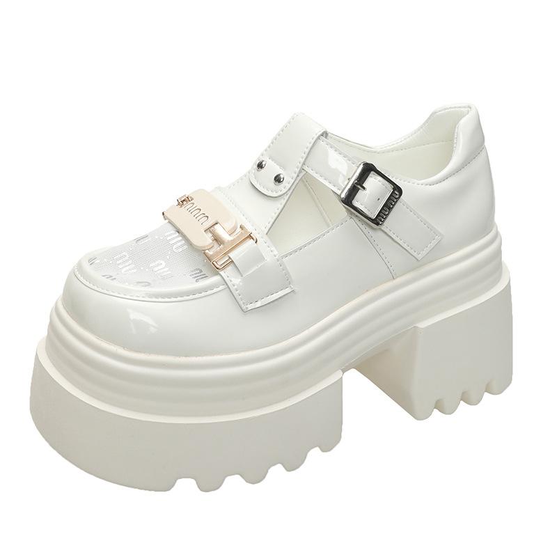 Mesh hollow platform small leather shoes women's summer 2025 new British style summer versatile with skirt breathable loafers