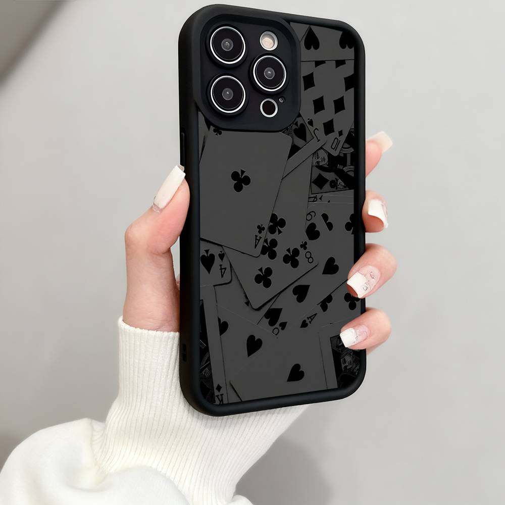 Playing Cards Silicone Soft Phone Case For IPhone 17 16 15 14 13 12 11 Pro Max Plus 16E Shockproof Back Cover