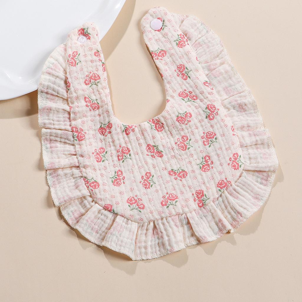 Cute Ruffle Edge Baby Bibs Kids Feeding Anti Dirty Bibs Infant Burp Cloths Newborn Fashion Pure Cotton Feeding Set Accessories