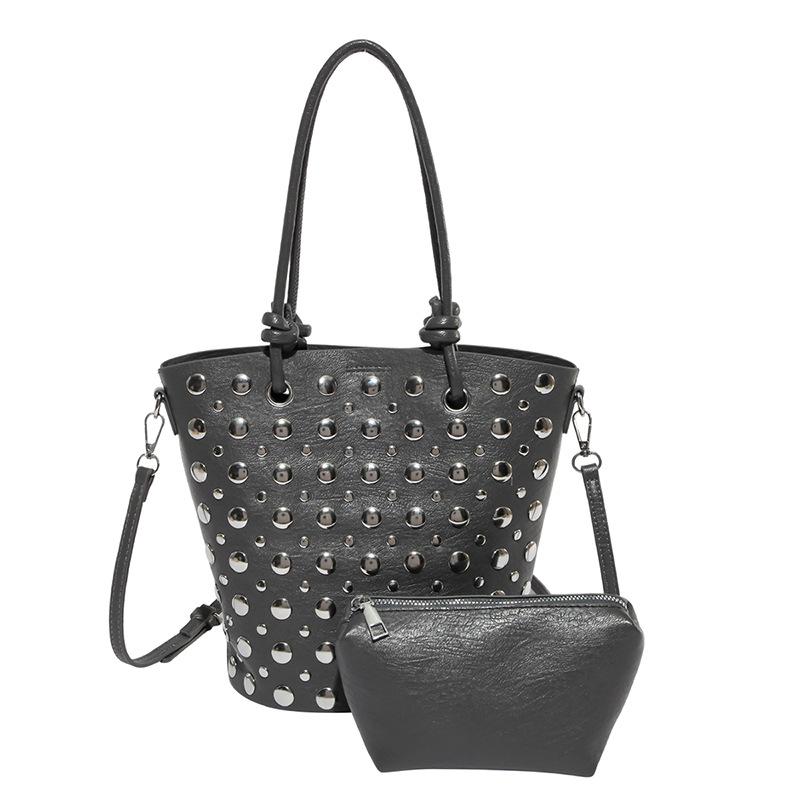 

Вместительная, Высококлассная, Ленивая и Модная, Ажурная Резная Сумка-тоут на одно плечо под мышкой темно-серого