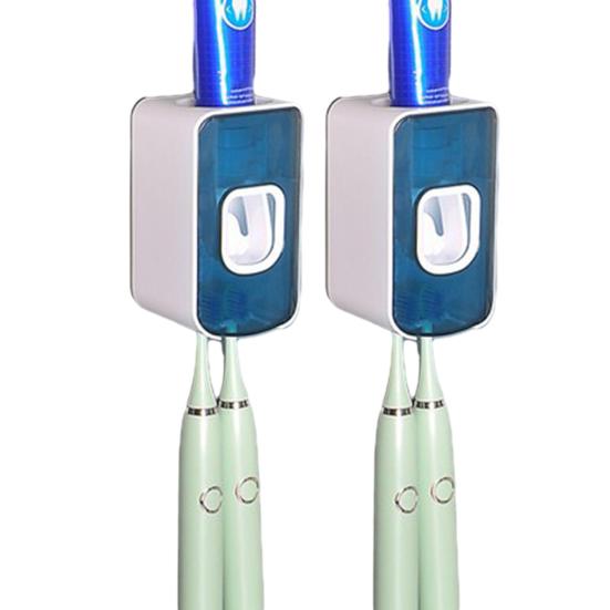 2Pcs Wall-Mounted Toothbrush Holder with Toothpaste Squeezer Strong Load-bearing Universal