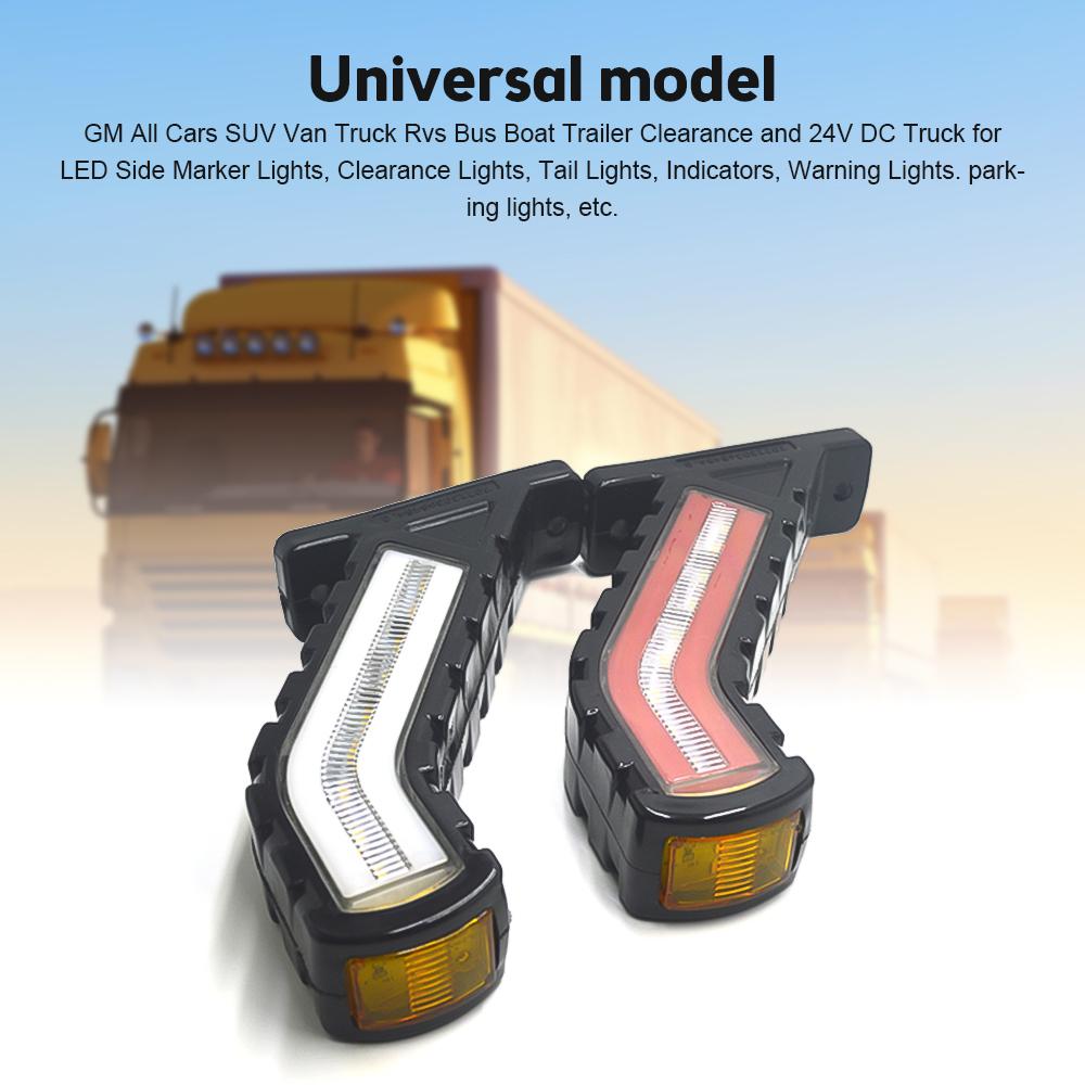 2Pcs LED Side Marker Lights Flowing Turn Signals Lamp Universal For Cars SUV Vans Lorry Rvs Bus Boat Trailer Truck Pickup 24V