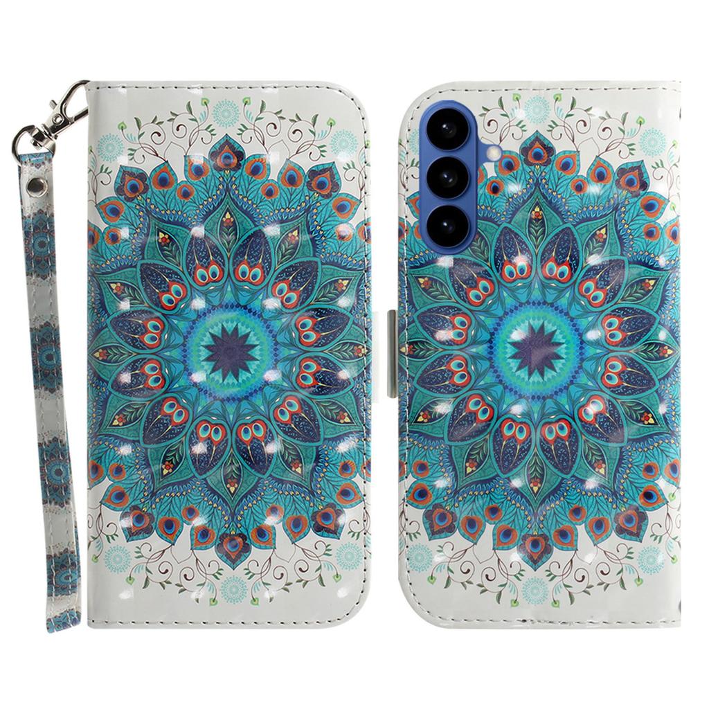For Samsung Galaxy S26+ Case Pattern Printing Leather Wallet Phone Cover with Wrist Strap