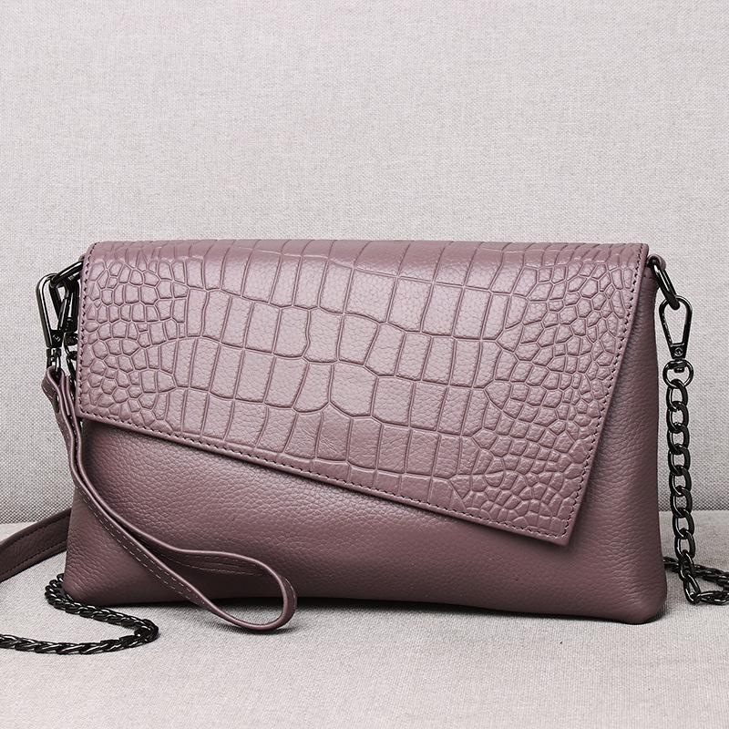 

Сумка-клатч из кожи с узором из камня, женская, большая вместимость, женская сумка-мессенджер с цепочкой, модная банкетная сумочка светло-фиолетовый