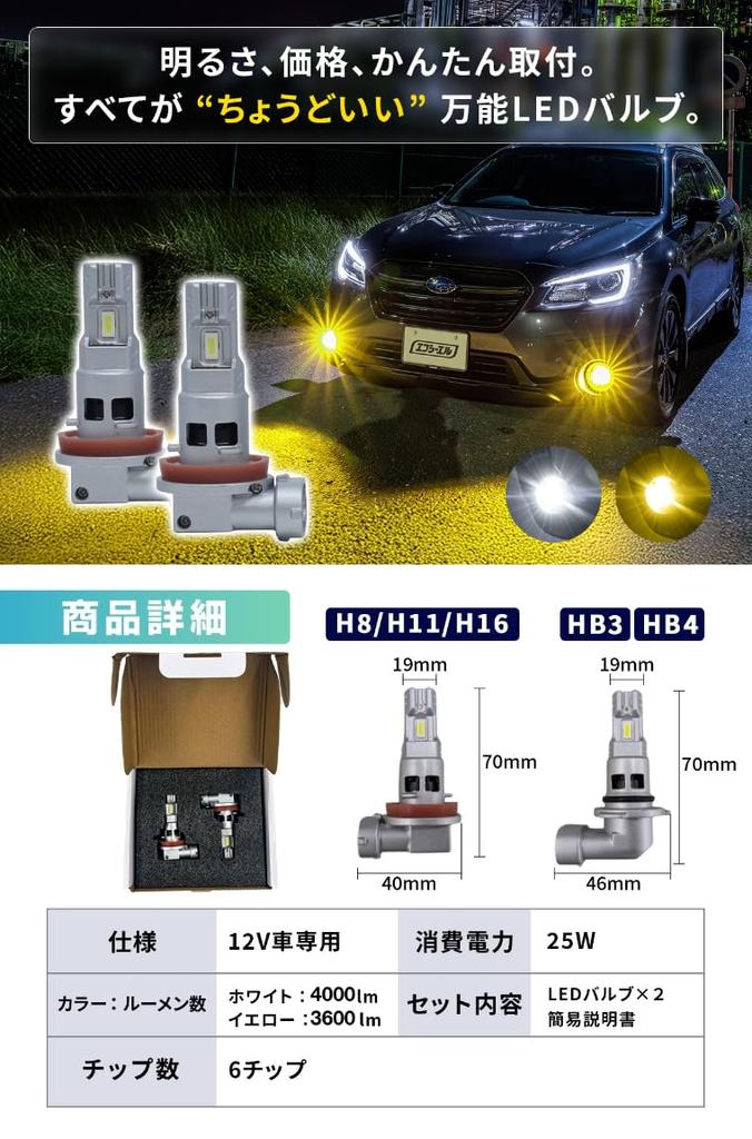Fcl. H8 H11 H16 Φώτα Ομίχλης LED, Κίτρινο, Κίτρινο, 3000K, Συμβατό με ΚΤΕΟ,