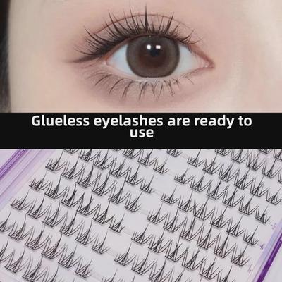 Li Ji No-Glue Sunflower False Eyelashes - Natural, Segmented, Ultra-Fine Stem, Large Capacity for Fairy Cartoon Eyes