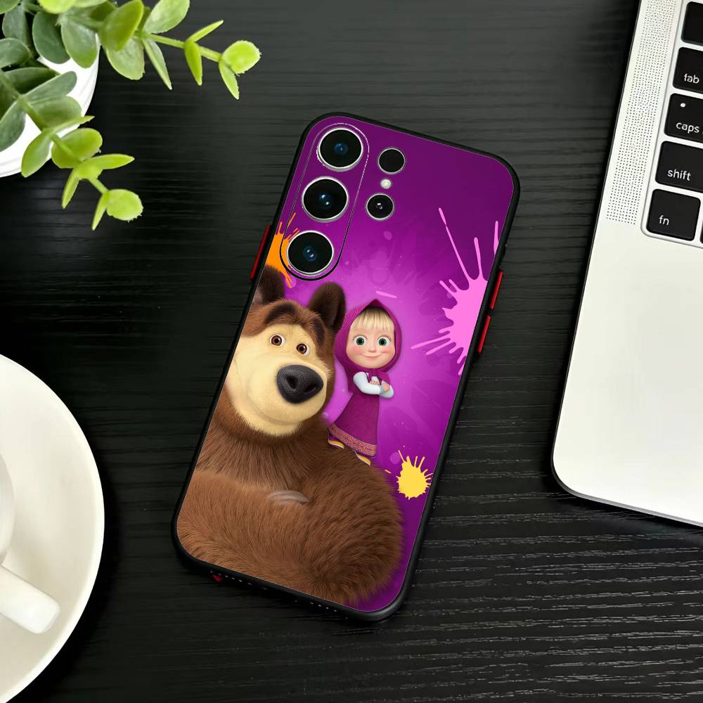 

Cute M-Masha and Bears Phone Case For Samsung S26,S25,S24,S23,S22,S21,S20,Ultra,Plus,FE Black Soft Cover Samsung S235G