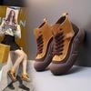 2025 Autumn New Korean Version High-top Leather Versatile Flat-soled White Shoes Women's Casual Sports Thick Baseplate Shoes