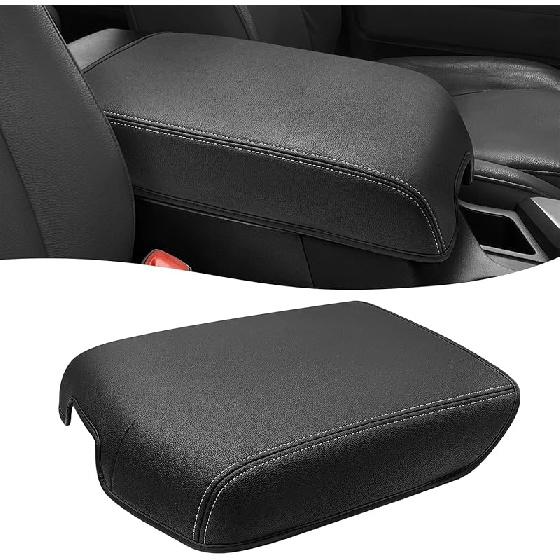 Center Console Cover For Toyota Tundra Accessories 2007-2013 & Toyota Sequoia 2008-, Vinyl Leather Car Armrest Protector, Anti-Scratch, Black