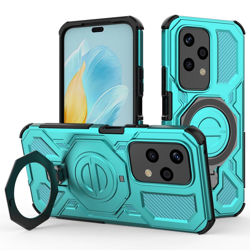 Für Honor 200 Lite Magnetische Hülle Drehbarer Metallständer PC+TPU Handy-Rückseite