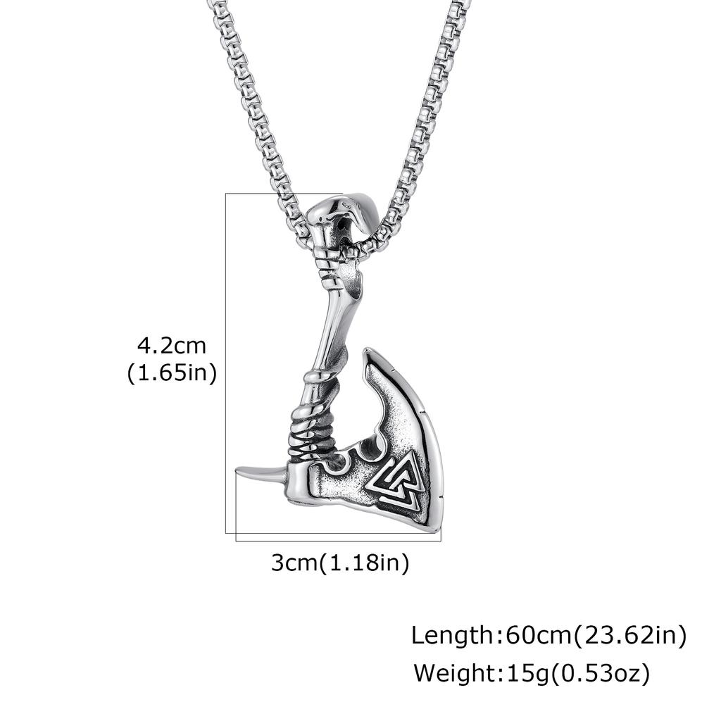 Viking Axe Necklace for Men,Vintage Stainless Steel Pirate Runes Necklace,Rock Punk Jewelry Gift for Dad Son Husband BBF