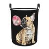 Custom Cute French Bulldog Laundry Basket Collapsible Bubble Gum Clothes Hamper for Toys Storage Bag