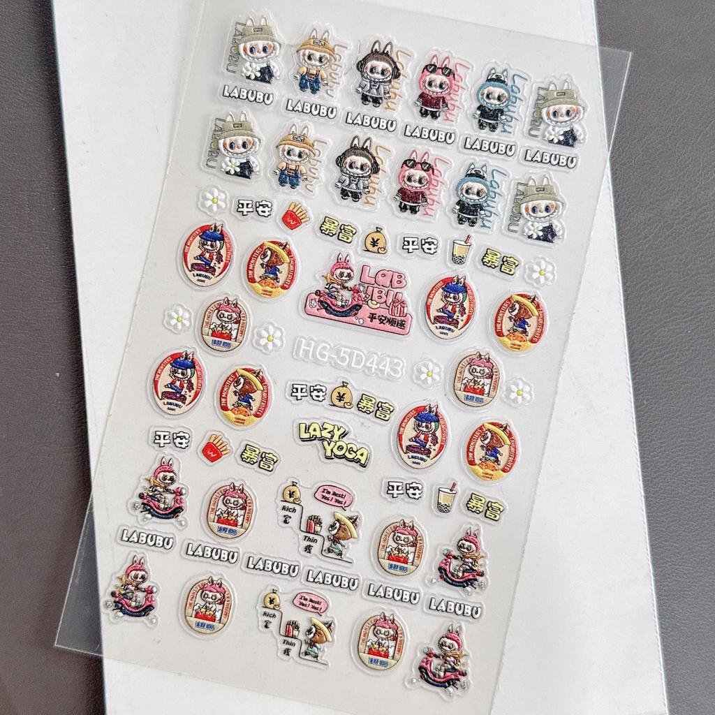 Søte LABUBU Negleklistremerker Små Mønstre Neglekunst Klistremerker Tilbehør Selvklebende Klistremerker Telefonbok DIY Dekorasjonsklistremerker