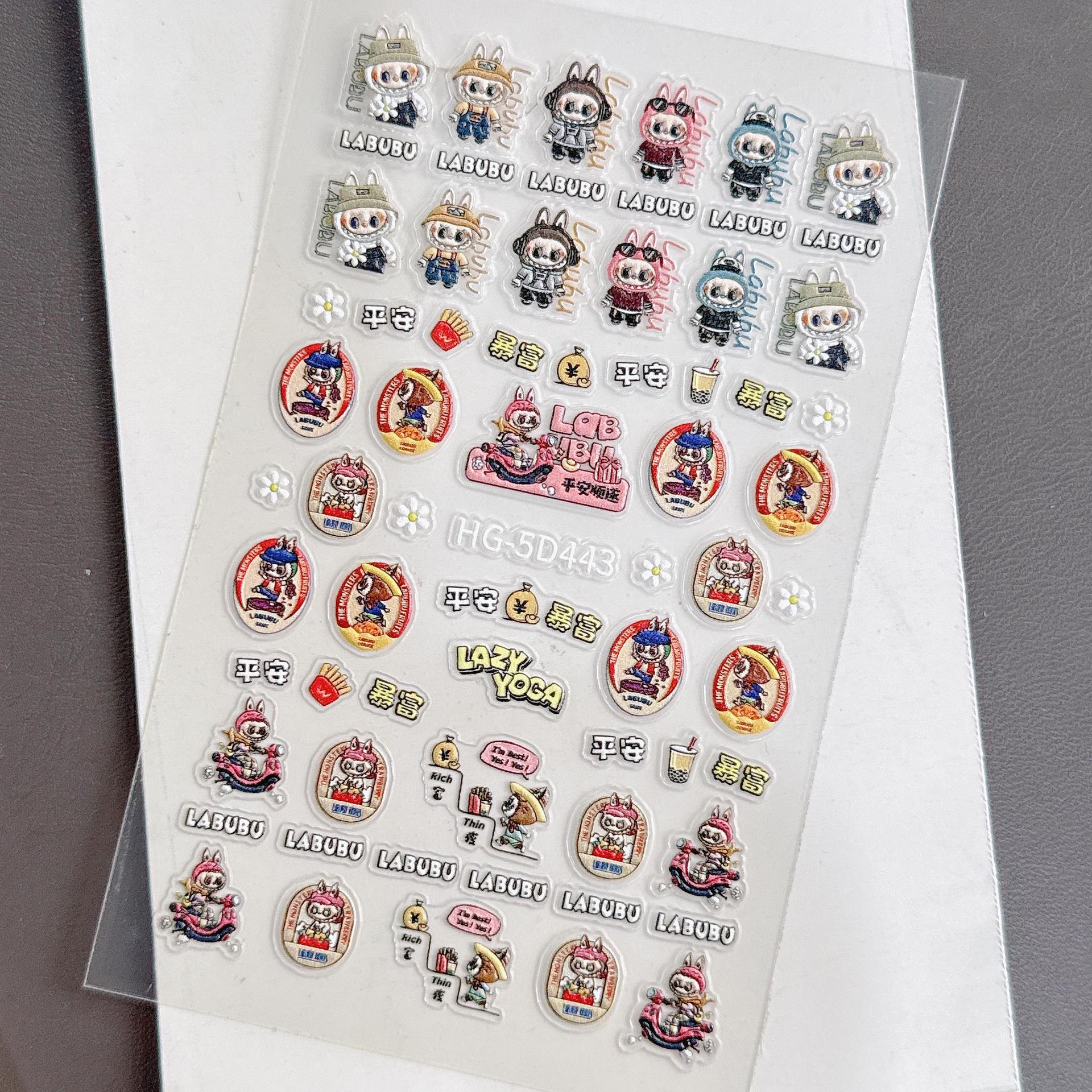 

Милые наклейки для ногтей LABUBU, маленькие узоры, наклейки для нейл-арта, аксессуары, самоклеящиеся наклейки, наклейки для DIY-украшения телефона, блокнота 1pcs