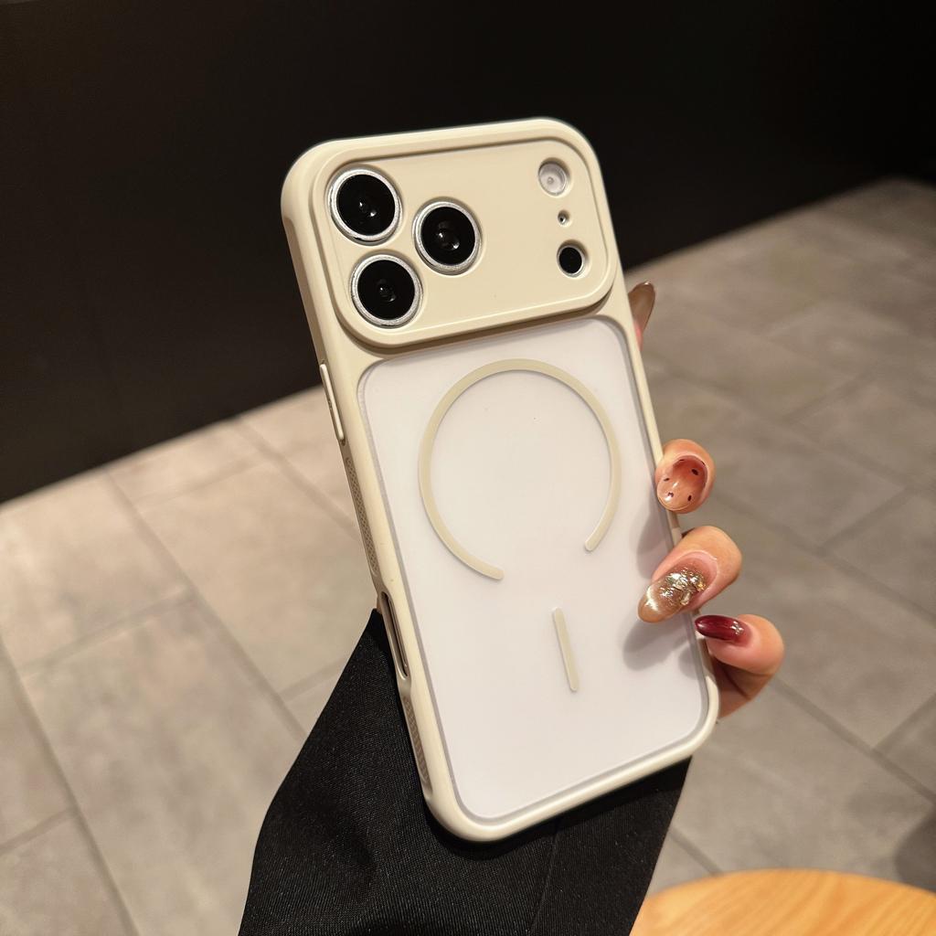 Luxury Translucent Heat Dissipation Edge Phone Case For Iphone 17 Air 15 16 14 Plus 13 12 Pro Max Magnetic Wireless Charge Cover