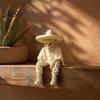 Spooky Aesthetic Office Ornaments 3D Printed Sitting Skeleton Shelf Sitter Figurine, Gothic Hat Desktop Figurines Ornament, Trendy Home Table