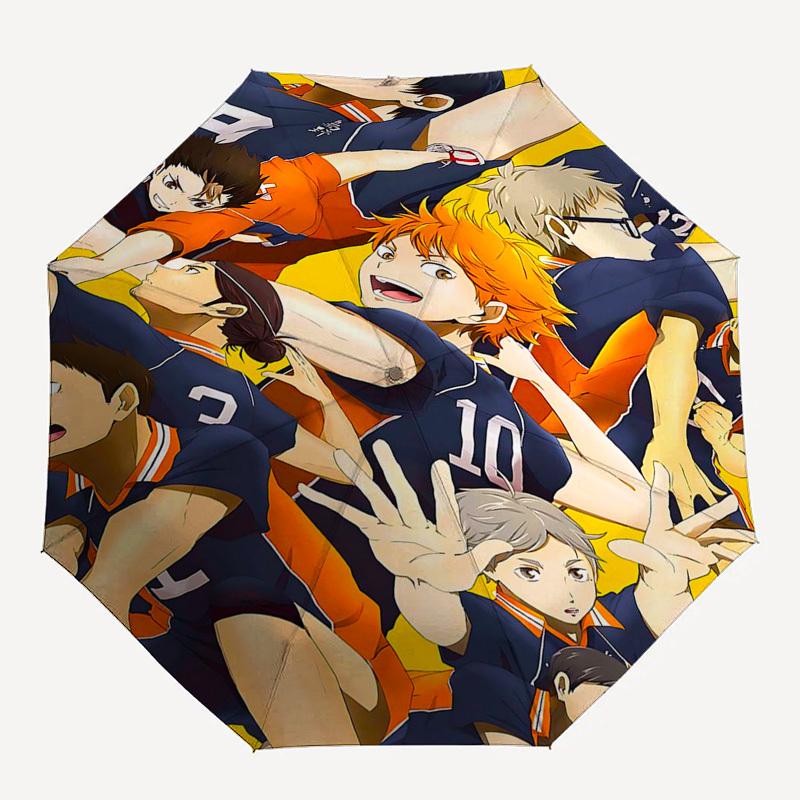 1pc Haikyuu!! Volleyball Team Umbrella - Automatic Opening & Closing, Portable 3-Fold Design, 8-Bone Iron Frame, Outdoor, Perfect Gift for Fans, Trave