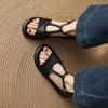 Damen-Geh-Sneaker, Atmungsaktive Leichte T-Riemen-Flatsandalen, Bequeme Weiche Lederschuhe für Square Dance & Tägliches Tragen