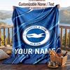 Flannel Blanket Brighton & Hove Albion Football Print Custom Name Text Soft Throw for Sofa Bed