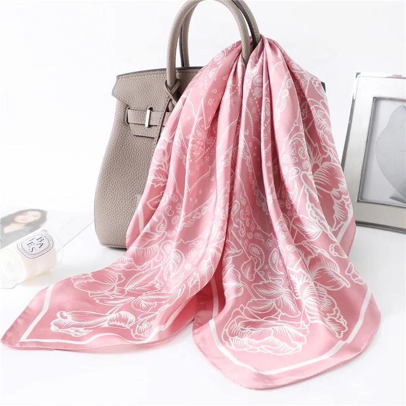 Fashion Print Silk Hairbands Scarf Women  Spring New Elagant Floral Bandana Neck Kerchief Head Bands Foulard Female Scarfs