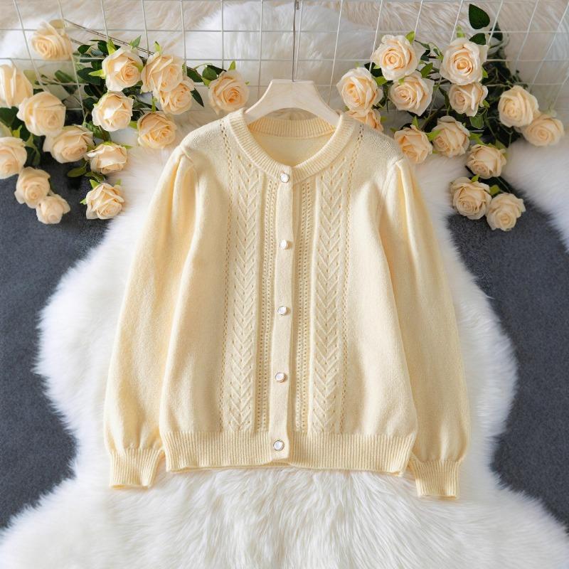 Elegancki damski sweter kardigan z dzianiny na guziki Wiosna Jesień