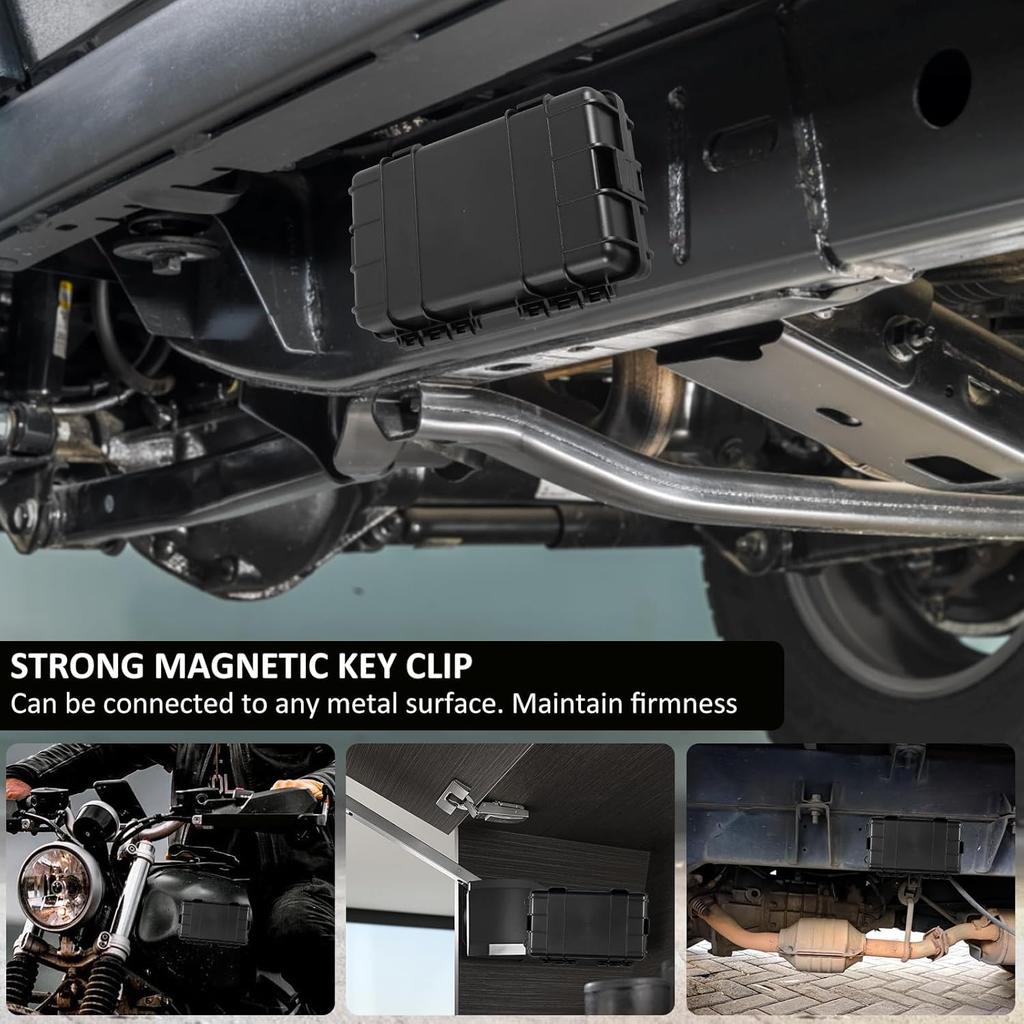 Magnetic Key Box Under Car Vehicles, Hide A Key Magnetic Under Car Key Holder Spare Key Hider, Waterproof Hidden Key Holder Case for Outdoor Travel,