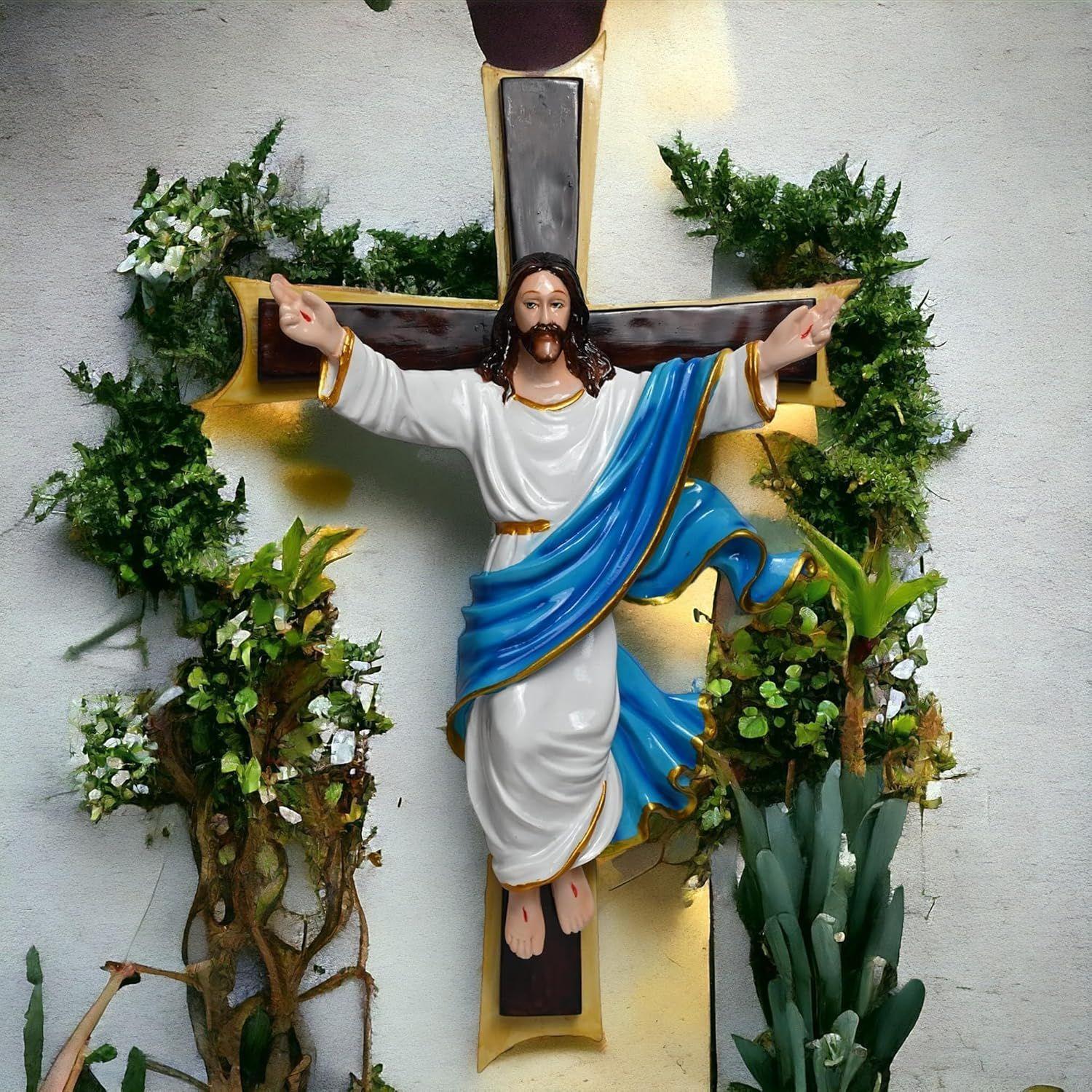 

Risen Christ/The Holy Cross Perfect for Home/Prayer Room/Gifting & Decoration ( 6 x 11.5 x 18.5 Inch ) ((Blue))