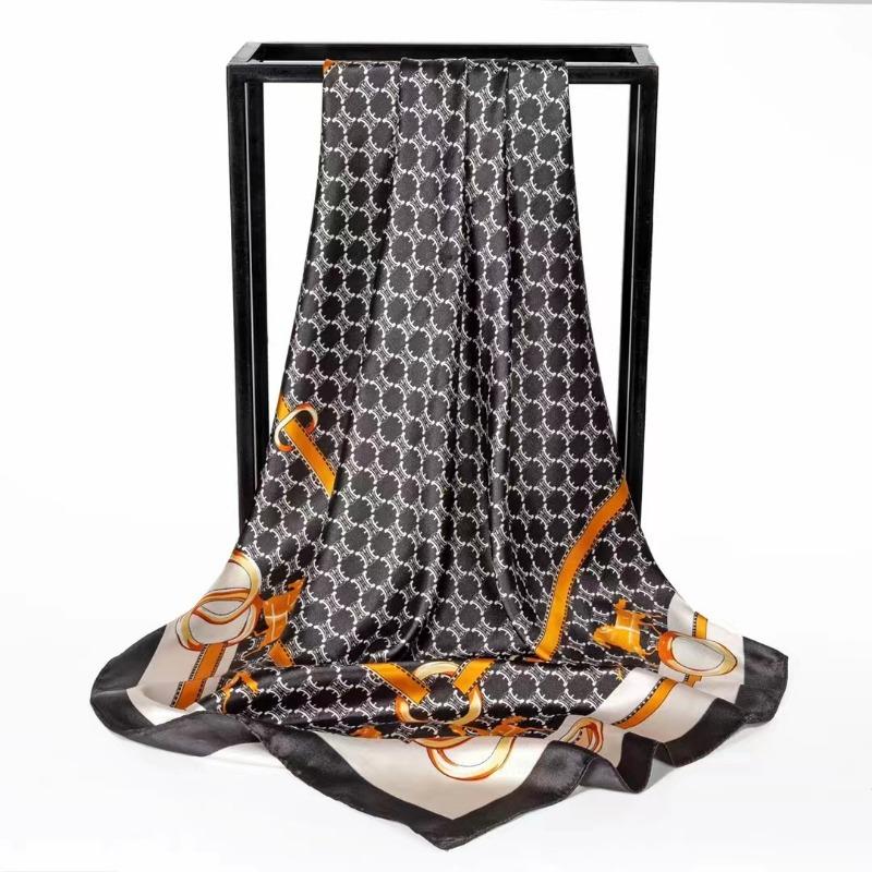 

Simulation silk scarf spring and summer versatile sunshade 90 square scarf painted pearlescent color Ding women s square scarf silk scarf 80-100cm