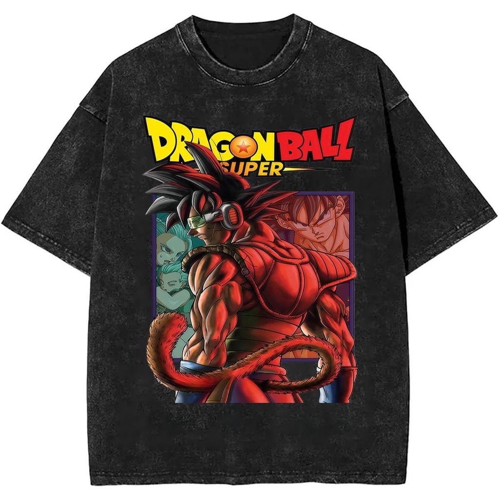 Dragon Ball Z Super Saiyan Shenron Acid Wash Oversized Cotton T Shirt Summer Anime Classic Graphic Tee for Men Women